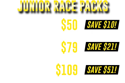 a graphic showing the different costs of race packs for kids