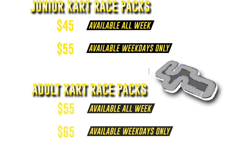 a graphic showing the cost of kart racing packs on the weekdays and weekends