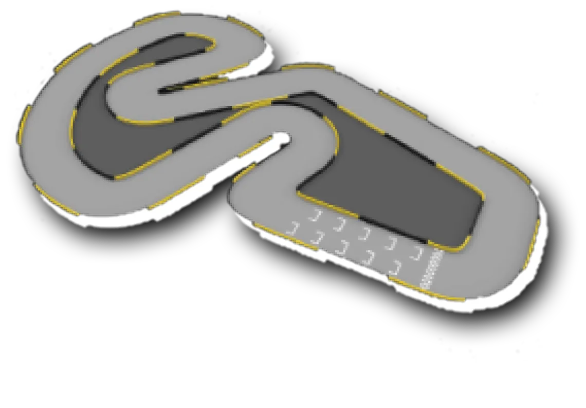A graphic of a racetrack